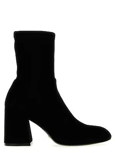 Pre-owned Stuart Weitzman Flare Block Ankle Boots In Black