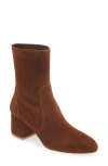 Stuart Weitzman Flareblock 60 Zip Bootie In Deep Coffee Suede