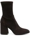 Stuart Weitzman Flareblock Suede Ankle Booties In Brown
