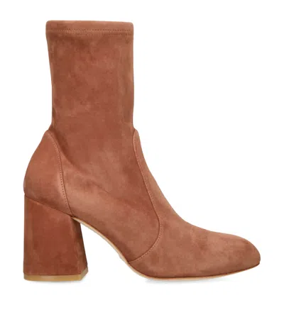 STUART WEITZMAN STRETCH-SUEDE FLAREBLOCK ANKLE BOOTS 85