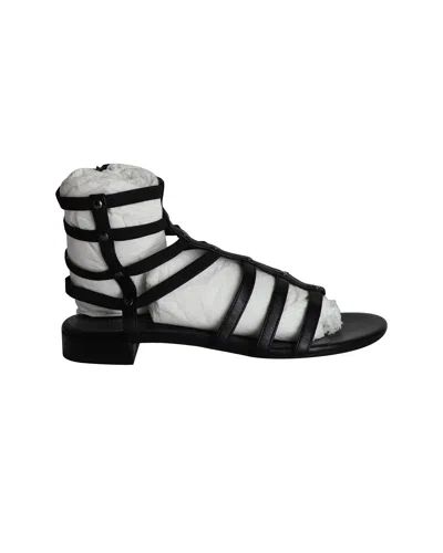 Stuart Weitzman Flat Gladiator Sandals In Black Leather