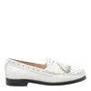 Stuart Weitzman Tassel-embellished Studded Loafers In White
