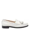 Stuart Weitzman Tassel-embellished Studded Loafers In White
