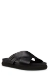 Stuart Weitzman Men's Flex Leather Sport Slide Sandals In Black