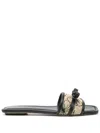 Stuart Weitzman Floral-detail Slides In Schwarz