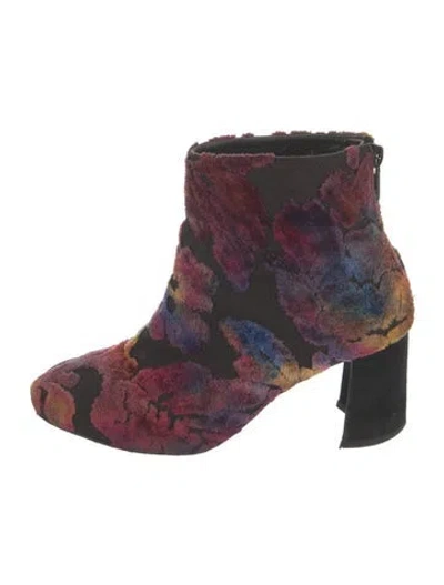 Pre-owned Stuart Weitzman Floral Print Boots In Black