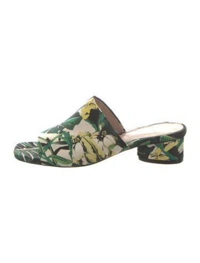 Pre-owned Stuart Weitzman Floral Print Embroidered Accent Slides In Multi