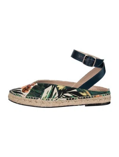 Pre-owned Stuart Weitzman Floral Print Espadrilles In Green
