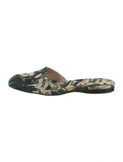 Pre-owned Stuart Weitzman Floral Print Mules In Green/neutrals