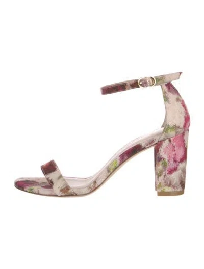 Pre-owned Stuart Weitzman Floral Print Sandals In Purple