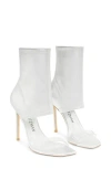 Stuart Weitzman Frontrow Stretch Bootie In Silver/clear