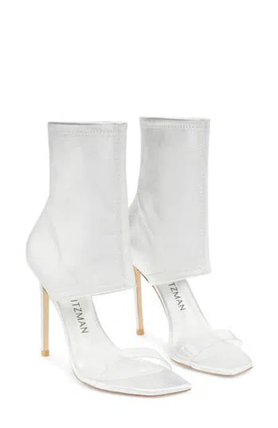 Stuart Weitzman Frontrow Stretch Bootie In Silver/clear