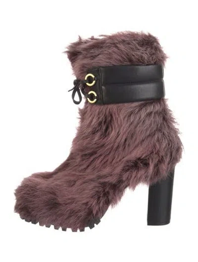 Pre-owned Stuart Weitzman Fur Boots In Purple