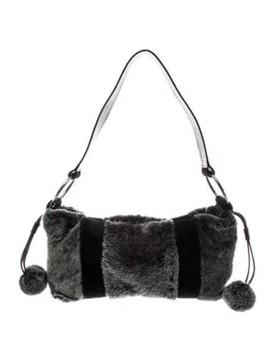 Pre-owned Stuart Weitzman Fur Shoulder Bag In Gray