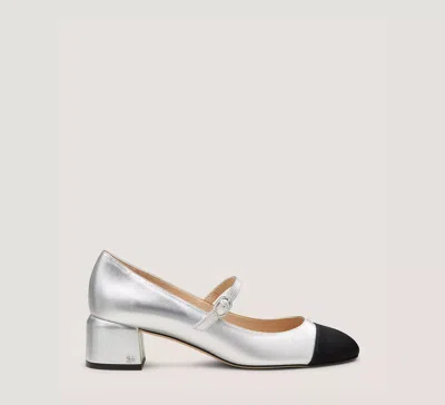 Stuart Weitzman Gabby 45 Mary Jane In Silver & Black