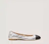 Stuart Weitzman Gabby Ballet Flat In Silver & Black