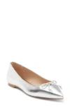Stuart Weitzman Gabby Bow Flat In Silver