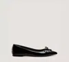 Stuart Weitzman Gabby Bow Pointed Flat In Black