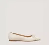 Stuart Weitzman Gabby Bow Pointed Flat In Cream
