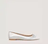 Stuart Weitzman Gabby Bow Pointed Flat The Sw Outlet In Silver