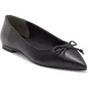 Stuart Weitzman Gabby Pointed Toe Bow Flat In Black