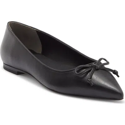 Stuart Weitzman Gabby Pointed Toe Bow Flat In Black