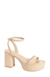 Stuart Weitzman Gala Mid Platform Sandal In Golden Beige