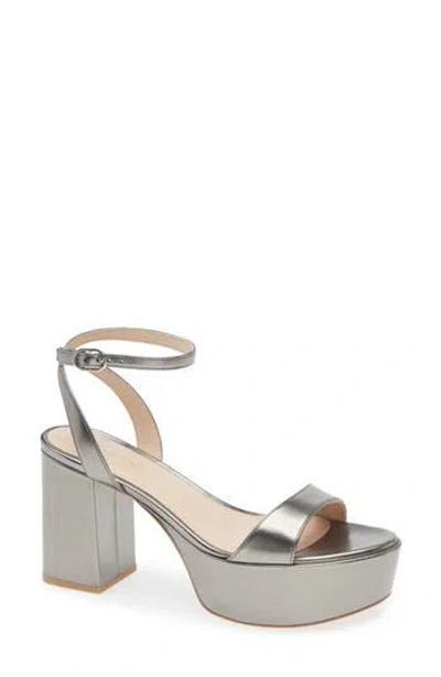Stuart Weitzman Gala Mid Platform Sandal In Gunmetal