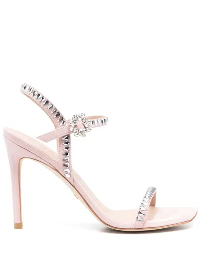Stuart Weitzman 100mm Crystal-embellished Open-toe Sandals In Pink