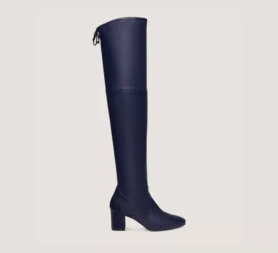 Stuart Weitzman Genna 60 City Boot The Sw Outlet In Navy Blue