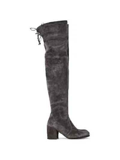 Pre-owned Stuart Weitzman Genna Over-the-knee Block-heel Boots In Gray