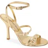 Stuart Weitzman Georgie Metallic Buckles Strappy Sandals In Golden