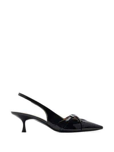 Stuart Weitzman Georgie Kitten Heel Slingback Pump Patent In Black