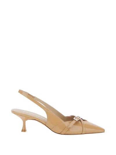 Stuart Weitzman Georgie Buckle Strap Pumps In Brown