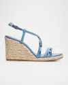 Stuart Weitzman Georgie Denim Strappy Espadrille Sandals In Washednatural