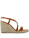 Stuart Weitzman Georgie Strappy Wedge Espadrille Sandals In Braun