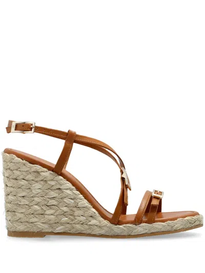 Stuart Weitzman Georgie Strappy Wedge Espadrille Sandals In Brown
