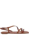 Stuart Weitzman Georgie Leather Strappy Flat Sandals
