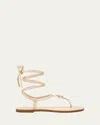 Stuart Weitzman Georgie Leather Ankle-wrap Flat Sandals