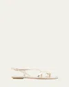 Stuart Weitzman Georgie Metallic Strappy Flat Sandals In Light Gold