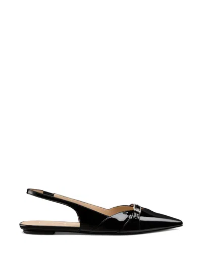 Stuart Weitzman Pointed-toe Flat Sandals In Black
