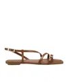 Stuart Weitzman Georgie Leather Strappy Flat Sandals