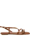 Stuart Weitzman Georgie Leather Strappy Flat Sandals