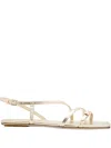 Stuart Weitzman Square Toe Flat Sandals In Gold