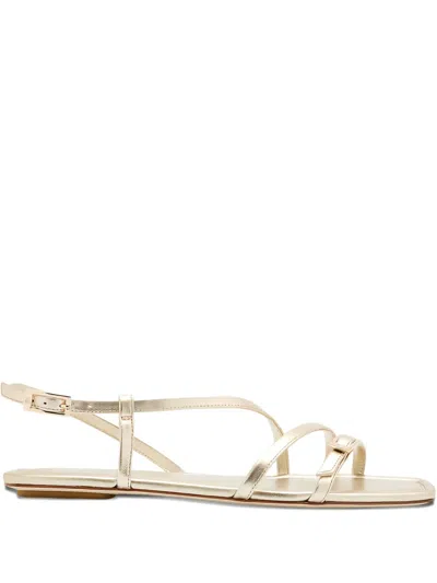 Stuart Weitzman Square Toe Flat Sandals In Nude