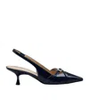 Stuart Weitzman Georgie Slingback 50 Pointed-toe Sandals In Blue