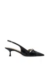 Stuart Weitzman Georgie Kitten Heel Slingback Pump Patent In Brown