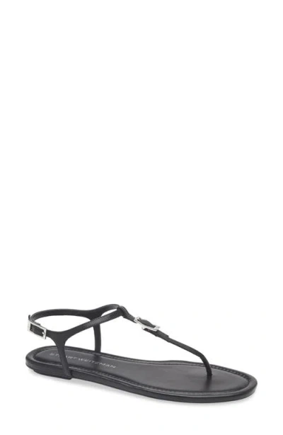 Stuart Weitzman Georgie T-strap Sandal In Black