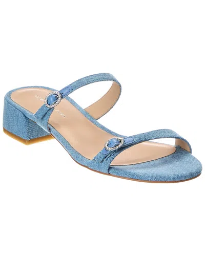Stuart Weitzman Ginger Xtal Block 35 Denim Sandal In Blue
