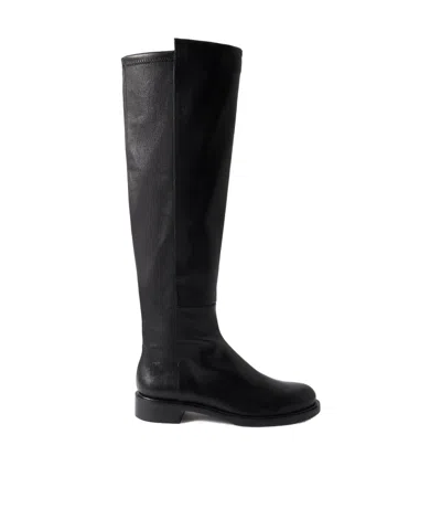 Stuart Weitzman Gisele 5050 Leather And Stretch Knee Boots In Black